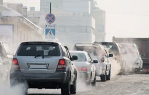 Cars in traffic.
